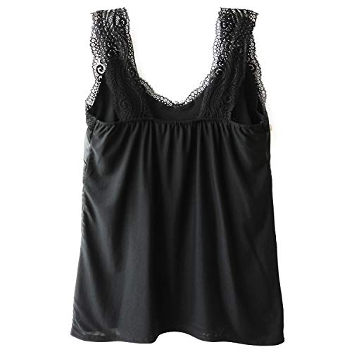 Wantschun Womens Satin Silk Camisole Lace Straps Tank Top Cami V-Neck3