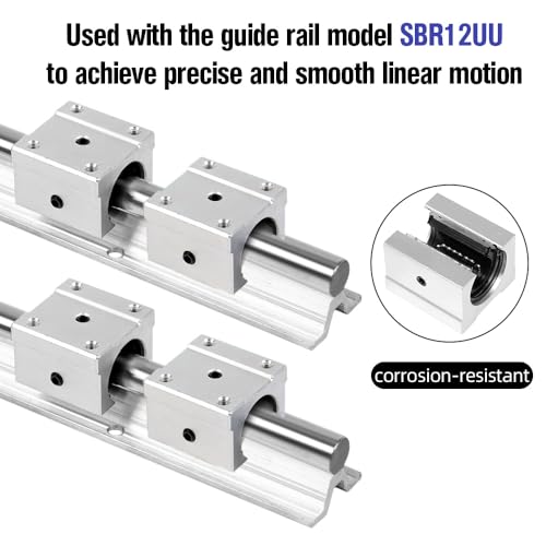 Rebanky Linear Gleitblock 16mm SBR16UU 4 Stück Offenes Linear Kugellager Aluminium Linearlager Gleitblock für Linearschiene CNC Maschinen Fräsmaschine 3D Drucker