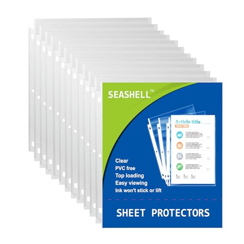 Seashell 200 Pack Heavy Duty Sheet Protectors 8.5 x 11,Clear Paper Protectors for 3 Ring Binder,...