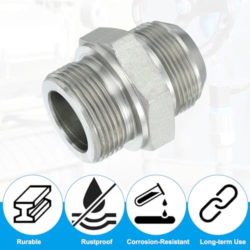 Image of PATIKIL Hex Reducing Nipple Connectors Pipe Adapter 1 5 /8 inch Male 37 Flare JIC x 1 1 /4 inch g Male, Pipe Fitting Reducer Nipple Adapter Plated Steel Hydraulic Fitting