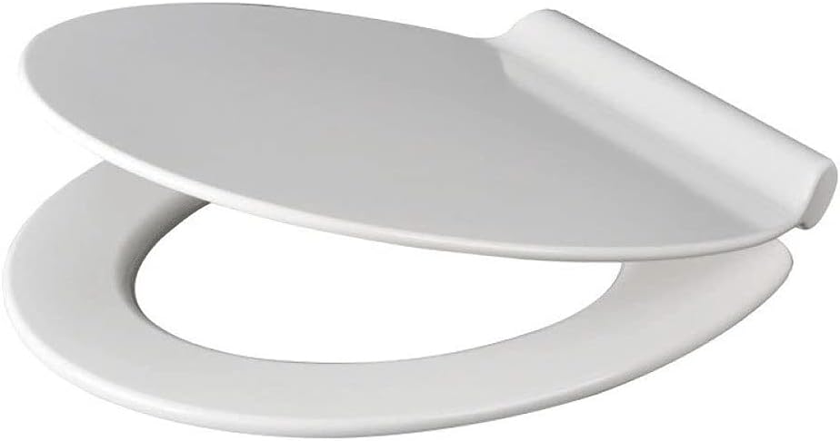 Toilet Lid- Elongated White Seat, with Grip Tight Bumpers, Quiet-Close, Quick-Release Hinges