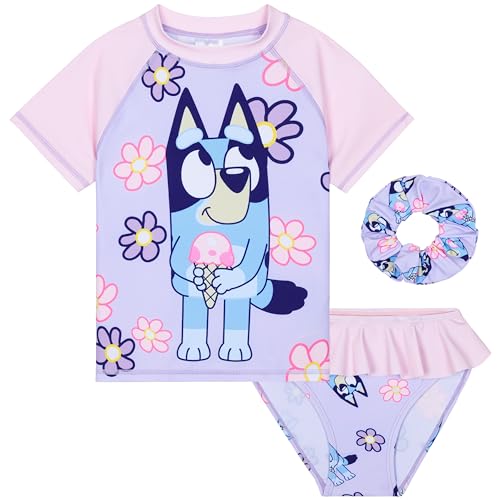 Bluey Girls Swimsuit One Piece Bathing Suit or Rash Guard Set Kids, Toddlers, Swimwear Pool Beach Travel Essentials Holiday