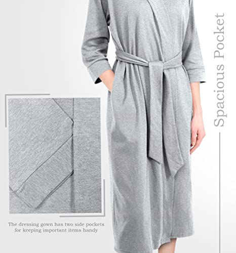 Ny Threads Womens Robe, Luxury Lightweight Knit Kimono Robes, Casual Light Bathrobe For Sleepwear And Loungewear, Heather Grey, Medium #TOP5