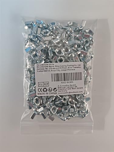 Flügelmutter M6, 120 Stück Schmetterlingsmutter, Hochwertige Flügelmuttern Sortiment Metrische Rostfreie Wing Nut, Flügelmutter Gewindegrößen Hand Schraub Flügelmuttern
