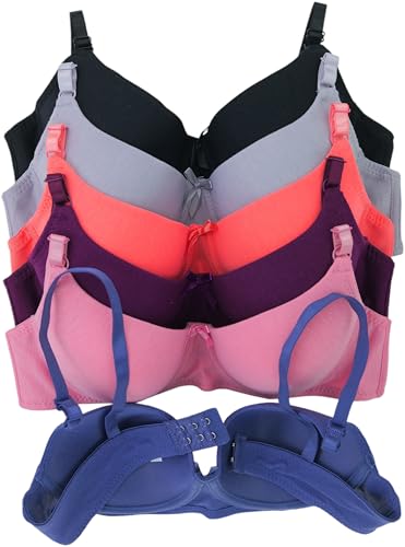Image of ToBeInStyle Women's Pack of 6 Padded Assorted Styles Supportive Bras Cup Size - A to DDD