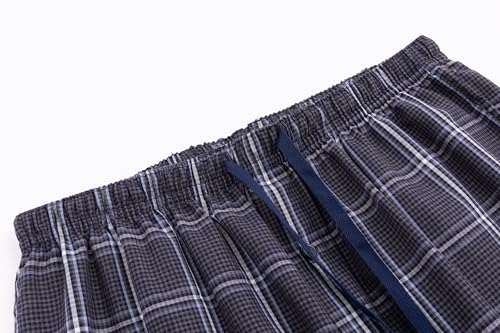 Image of JupiterSecret Mens Pajama Pants Set Cotton Lightweight Plaid Sleep & Lounge 3-Pack PJ Bottoms with Pockets and Button Fly