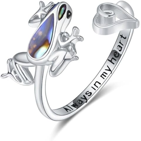 Palpitate Frog Rings Frog Rings for Women Animal Heart Rings 925 Sterling Silver Open Adjustable Rings Frog Gifts Frog Jewelry Cover