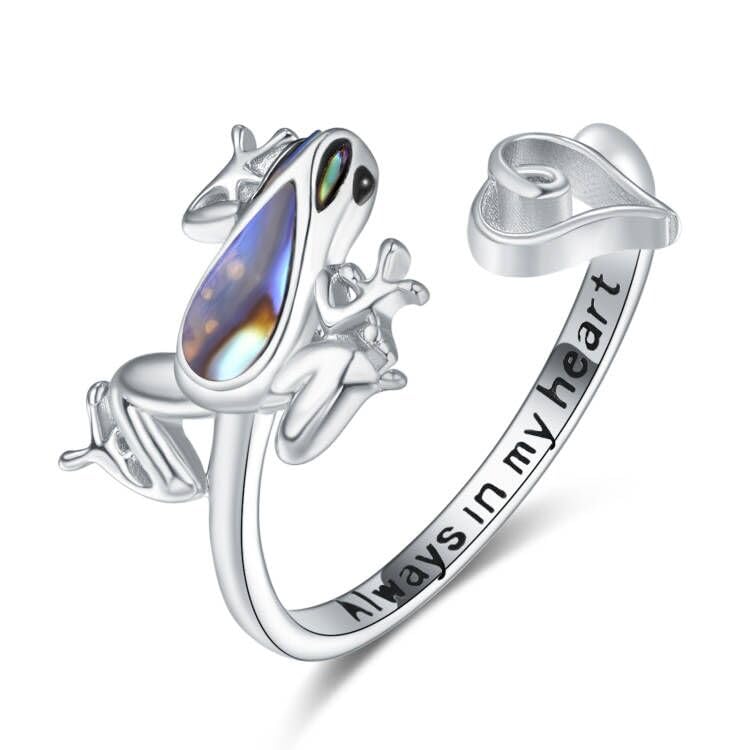 Frog Rings 925 Sterling Silver Open Animal Heart Adjustable Rings Frog Christmas Gifts Jewelry for Women Wife Mom Her