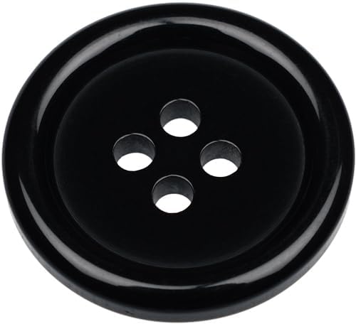Pack of 6 Black Sew on 23mm Round Buttons Flat 4 Holes 36L 36 Ligne, Pack of 6 23mm Buttons - Image 3