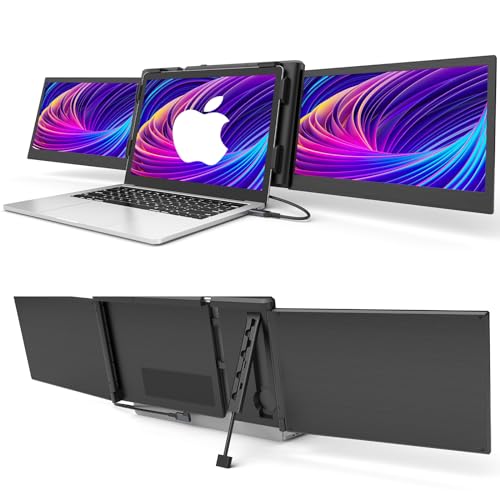 Image of Alecewey Triple Portable Monitor for Laptop Screen Extender Dual Monitor Extender 12 Inch FHD 1080P IPS Display Extender 2 Type-C P2S for 13-16.5 Inch Computer【Only Mac OS】