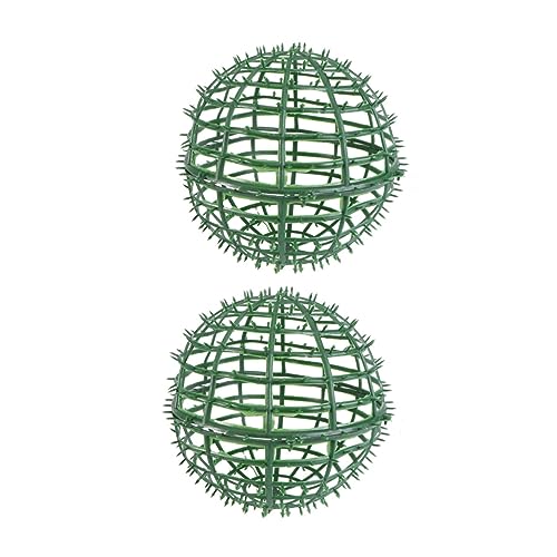 STOBAZA 2pcs Flower Arrangement Moss Balls Flower Decor Boxwood Ball Frame Topiary Tree Frame Grass Support 3D Wreath Orbs Circle Forms Hanging Grass Plastic Wedding Eucalyptus
