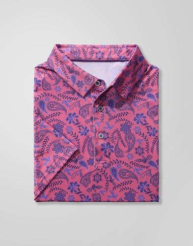 Obla Mens Golf Polo Shirts Short Sleeve Dry Fit Performance Moisture Wicking Casual Print Collared Golf Shirts for Men(Blue Paisley_XL) - Image 5