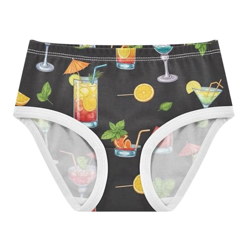 Colorful Cocktails Drinks Black Toddler Underwear Floral 2t Cotton Panties for Girl Print Kids Briefs Undies