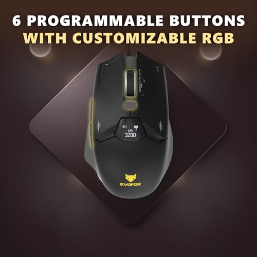 Image of EvoFox Banshee 2 Tri-Mode Wireless Gaming Mouse (2X BT, 2.4G & Wired), PixArt 3311 Sensor, 1000Hz Polling Rate, 12,000 DPI, LCD Display, 6 Programmable Buttons, Software Support, Onboard Memory-Black