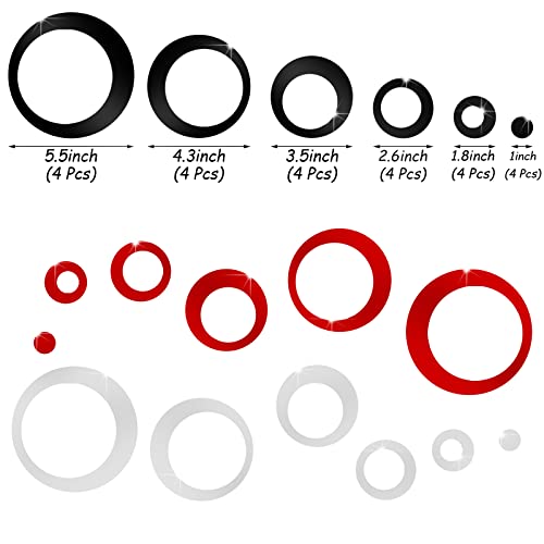 Outus 72 Pieces Acrylic Circle Mirror Wall Stickers Decor For Living Room Removable Round Dots Mirror Wall Decals Wall Decoration Murals For Home Bedroom Kitchen (Silver, Red, Black) #TOP2