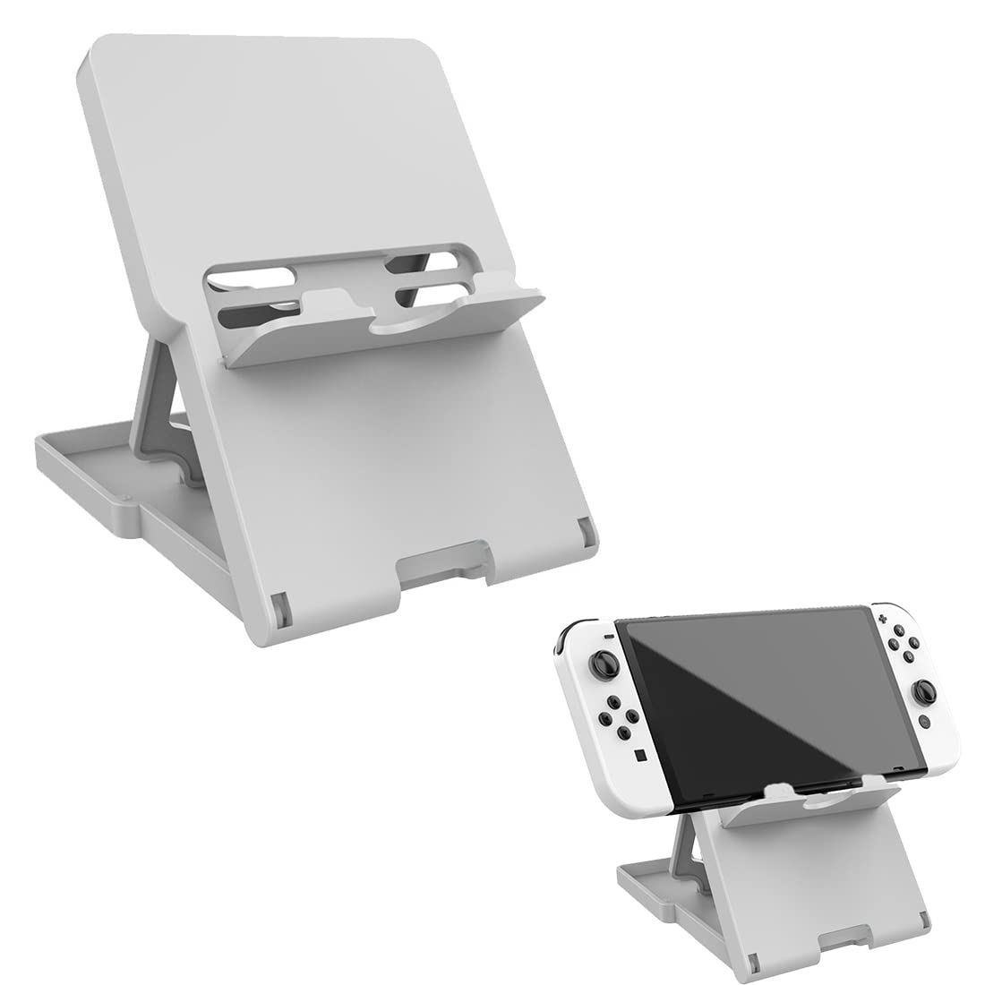 DNMH supporto regolabile,Supporto regolabile compatibile con Nintendo Switch,pieghevole compatto,supporto Con 15 metodi di regolazione,per console Switch(Bianco)