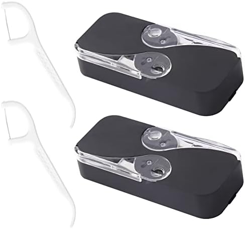 JIBIACB Dental Floss Portable Case Dental Floss Dispenser Automatic Dental Floss Picks Cases for Teeth Cleaning,Specialized Floss (Black+Black)