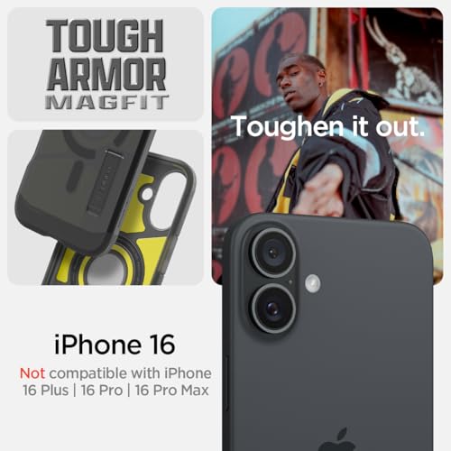 Image of Spigen for iPhone 16 Case, Tough Armor (Ai) MagFit [Compatible with Magsafe] [Kickstand] [Military-Grade Protection] - Frost Black