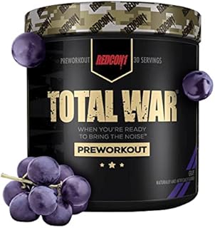 REDCON1 Total War Pre Workout Powder, Grape - Fast Acting Caffeinated Preworkout for Men + Women with Beta Alanine - Contains Citrulline Malate for Increased Pump, Blood Flow (30 Servings)