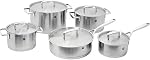 ZWILLING Passion 10 Piece 18/10 Stainless Steel Cookware Set - All Cooktops, Sigma Classic Design, Non-Drip - Silver
