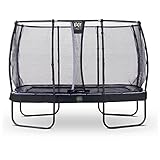 EXIT TOYS Elegant Premium Rechteckiges Trampolin - Deluxe Sicherheitsnetz - Extra Starker und Stabiler Rahmen - Lange Federn - Rostfrei - Einfache Montage - Luxuriöse Ausführung - 244x427cm - Schwarz