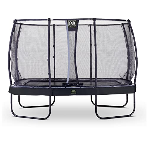 EXIT Toys Elegant Premium Rechteckiges Trampolin - 244x427cm - Deluxe Sicherheitsnetz - Extra Starker und Stabiler Rahmen - Lange Federn - Rostfrei - Einfache Montage - Luxuriöse Ausführung - Schwarz