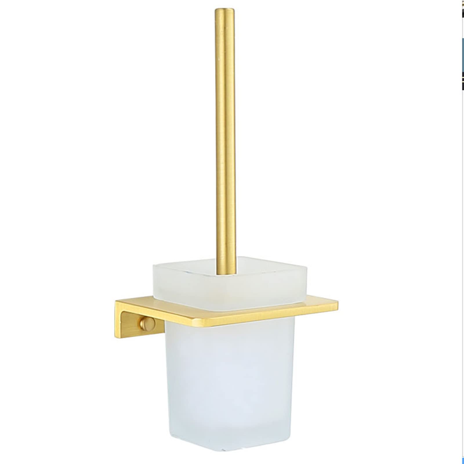 Szczotka do WC z uchwytem, ścienna Szczotkowane złoto Szczotka do WC z uchwytem, Space Aluminiowy uchwyt Szklany kanister ze szczotką do WC do łazienki