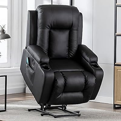 Vicluke Oversized Power Lift Recliner Chair with Massage and Heat for Elderly, Leather Electric Recliner Lift Chair with 2 Side Pockets, Cup Holders and USB Port for Living Room from Vicluke