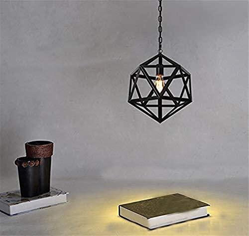 Fer rétro polyèdre éclairage noir 35cm 5-10m² - 2
