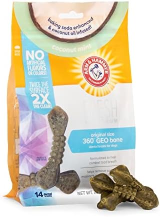 Arm & Hammer for Pets Fresh Spectrum 360 Degree GEO Bone Dental Treats | Dental Chews Fight Bad Breath, Plaque & Tartar Without Brushing | Coconut Mint Flavor, 14 Count