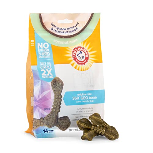Arm & Hammer for Pets Fresh Spectrum 360 Degree GEO Bone Dental Treats | Dental Chews Fight Bad Breath, Plaque & Tartar Without Brushing | Coconut Mint Flavor, 14 Count Arm & Hammer for Pets Fresh Spectrum 360 Degree GEO Bone Dental Treats | Dental Chews Fight Bad Breath, Plaque & Tartar Without Brushing | Coconut Mint Flavor, 14 Count