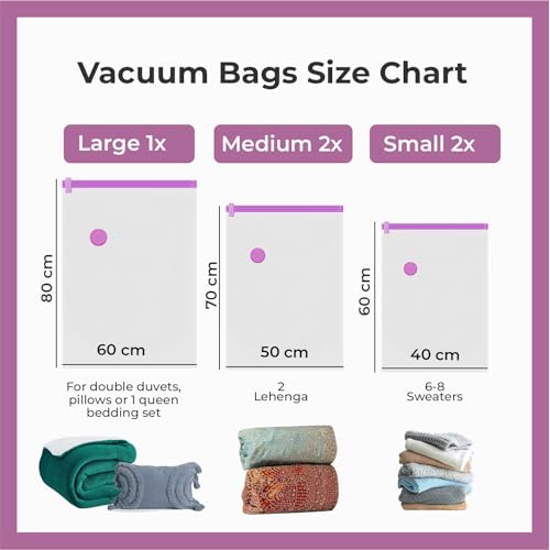 Image of Lifelong Vacuum Storage Bags with Aroma Fresh Pack of 5 | Space Saver Reusable Compression Bags for Clothes, Blankets & Bedding | Odor-Free Airtight Vacuum Seal Travel & Home Organizer