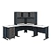 Bush Business Furniture Series A 84W x 84D Corner Desk with Hutch and Mobile File Cabinet in Slate and White Spectrum