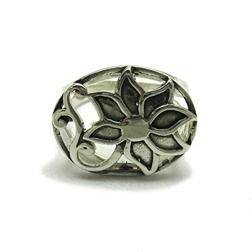 Bague fleur en argent 925 massif fait main au design artisanal unique