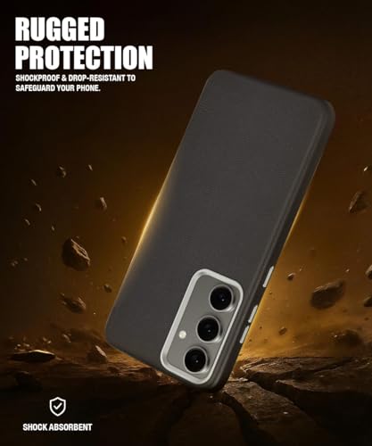 Image of WOW IMAGINE Back Cover for Samsung Galaxy S24 FE 5G | Shockproof Tough Leather Texture Hard Mobile Case | Ultra Slim Non-Slip Grip | Inner Velvet Fabric | Metal Camera Ring - Black