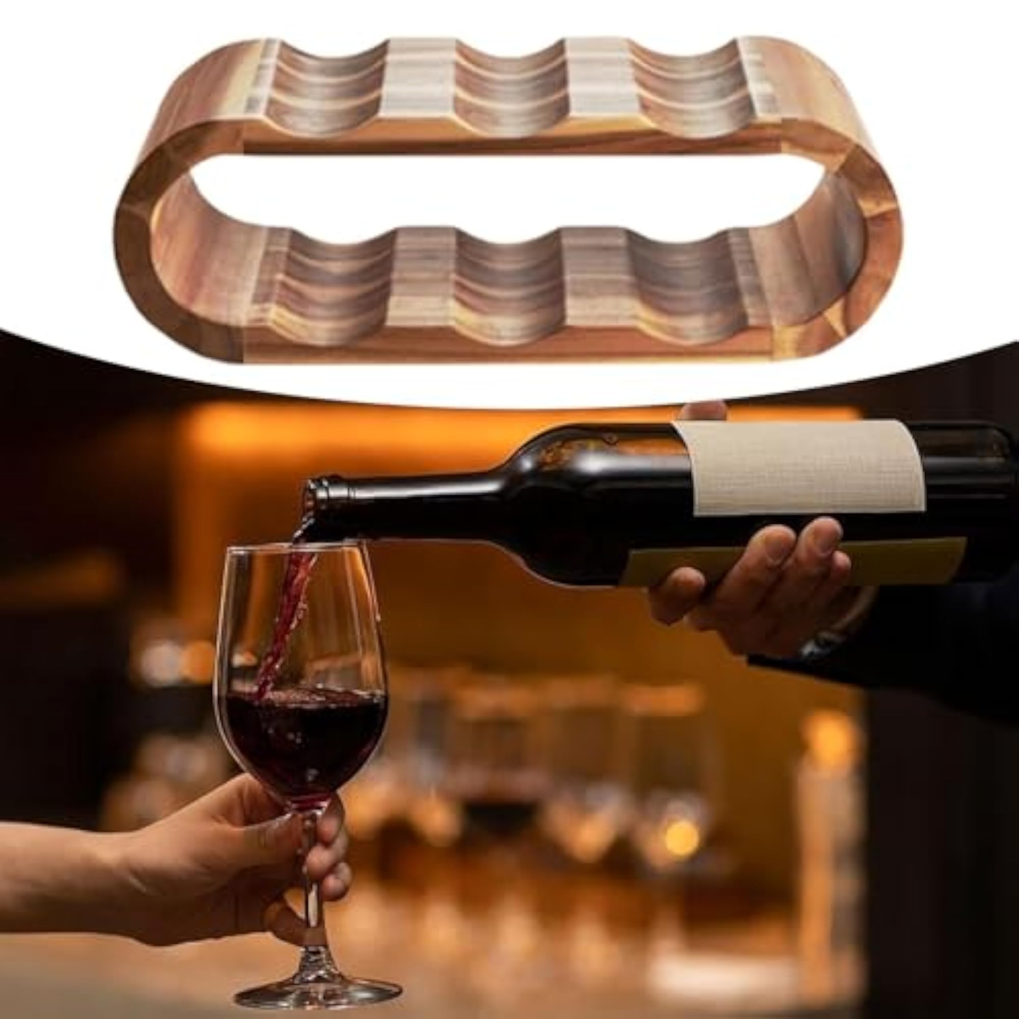 Wood Wine Rack Organizer Shelf for Bar Countertop