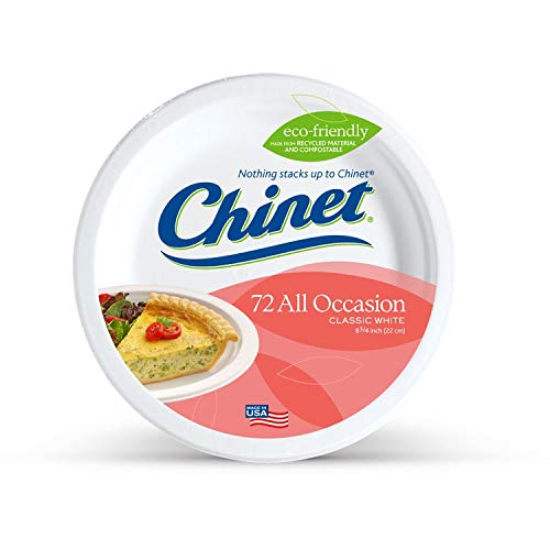 Chinet Classic White, Round All Occasion Fiber Plates, 8.75 Inch, 72 Count - 2 Packs