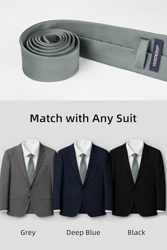 Image of HISDERN Mens Ties Solid Color Ties for Men Formal Necktie with Pocket Square Set Satin Silk Neck Tie Handkerchiefs Set