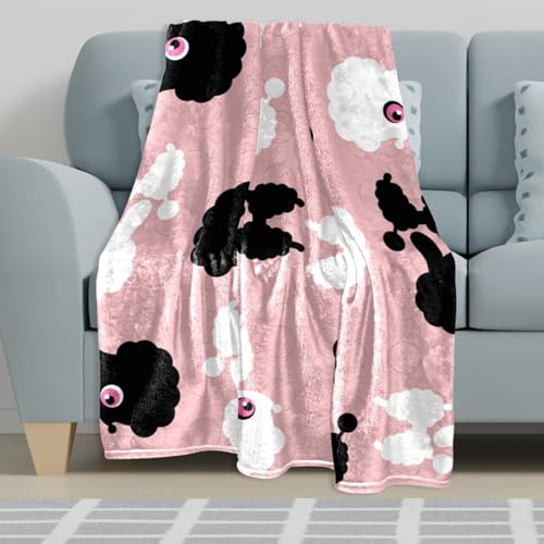 Couverture polaire chien noir et blanc 150x130 en microfibre douce