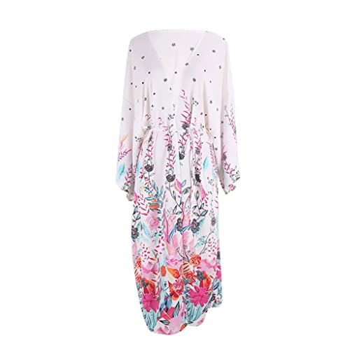 Bikini encubrimiento tipo kimono floral para mujer capa de playa WQHPLMD talla única