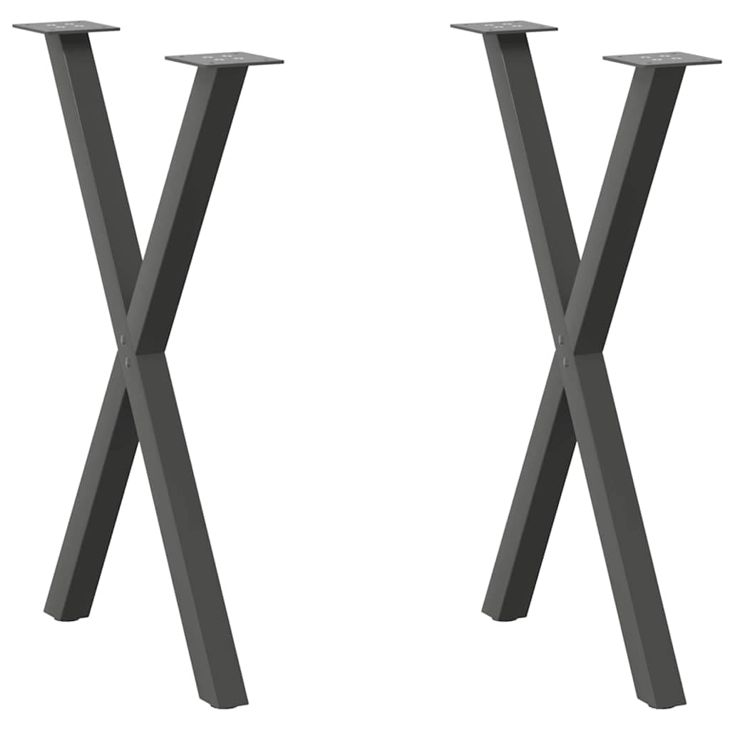 Gambe Tavolo Pranzo a X 2 pz Antracite 57x(72-73) cm Acciaio,Gambe per Mobili,Gambe da caffè Struttura per Tavolo Piedini Gambe Scrivania-4012914