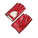 Long Keeper Women's Fingerless Half Finger PU Leather Motorcycle Cycling Driving Unlined Gloves (Red)