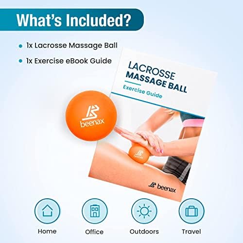 Beenax Lacrosse Massage Ball - Perfect for Trigger Point Therapy, Myofascial Release, Plantar Fasciitis, Deep Tissue, Muscle Relief, Rehab, Physio - Designed to Relieve Stress and Relax Tight Muscle