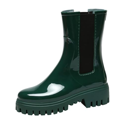 Zapatos de agua para mujer, a la moda, con boca elástica, suela gruesa, antideslizante, de goma, para exteriores, para viajes y senderismo, verde oscuro, 37 EU