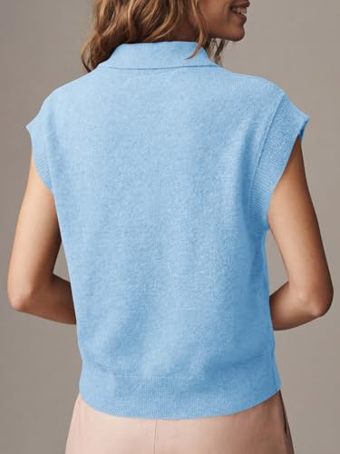 Image of Saodimallsu Womens Cap Short Sleeve Sweater Top Summer Polo Shirts Button Collared Knit Business Casual Pullover Sweater