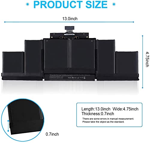 WISTAR A1494 A1398 Battery for MacBook Pro 15 Inch Retina Late 2013 Mid 2014 Early 2015 High Capacity, Black - Image 6
