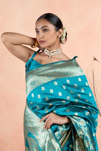Image of Subham Women Saree Chandrakor Paithani Silk Cotton | Soft Daily Wear Golden Zari Sari with Unstitched Blouse
