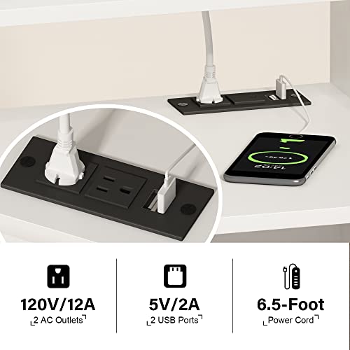 Choochoo Lateral File Cabinet With Charging Station, Rolling Filing Cabinet With Lock, Wood Lockable Printer Stand With Storage, Mobile Home Office Storage Cabinet For A4/Letter/Legal Size, White #TOP4