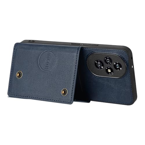 Image of for Honor 200 Pro 5G Case with Card Slots Kickstand Leather + TPU Phone Cover - Blue