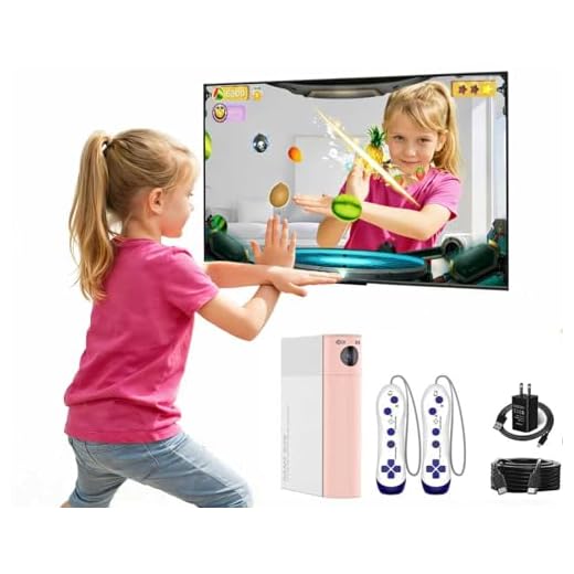 AR Motion Game Console for Kids: Plug and Play TV Video Game System for Indoor Physical Play Interactive Family Fun Game Nights Parties Playtime - Great Gift for Boys Girls (Light Pink)